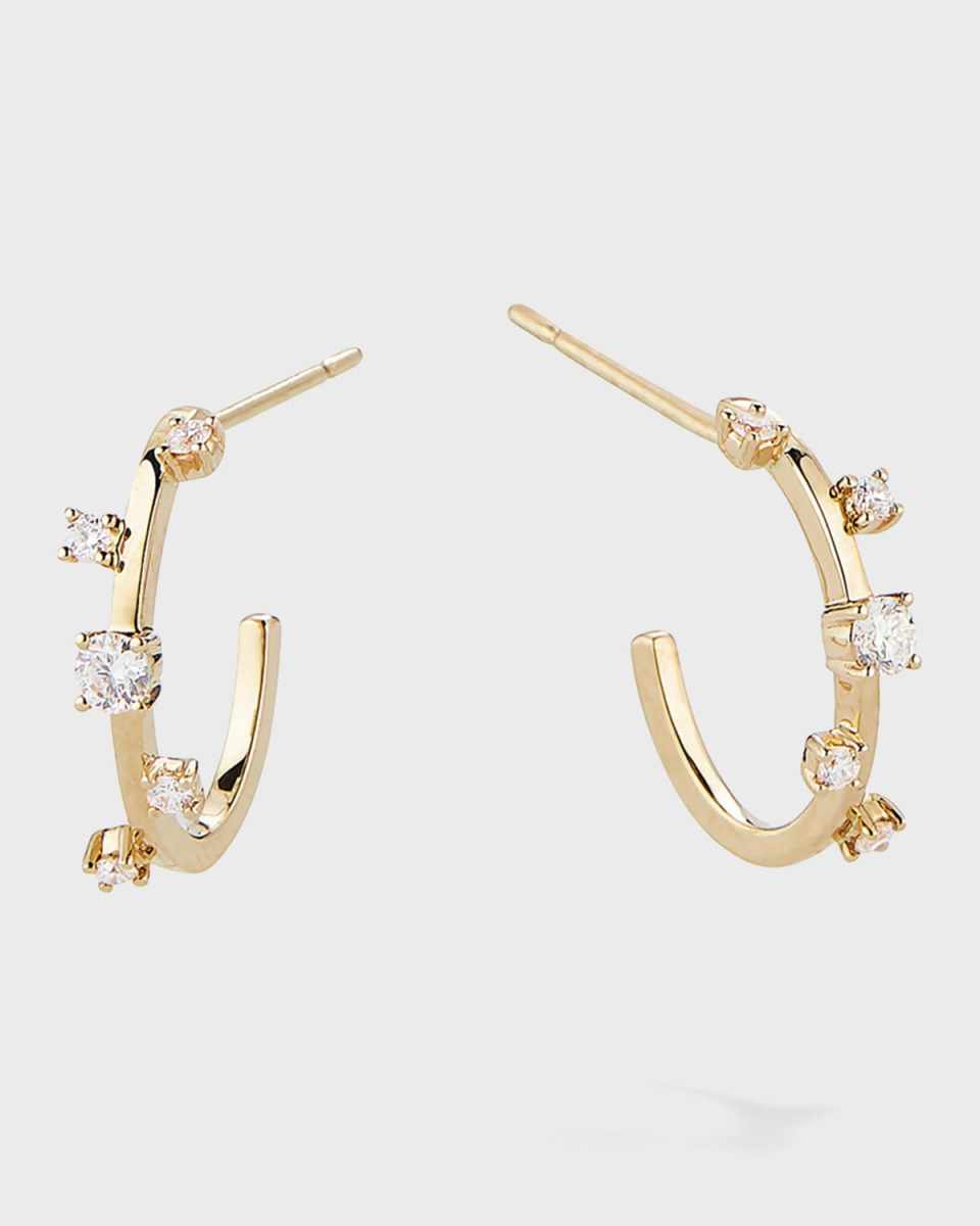 14k Gold & Diamond Solo Hoop Earrings